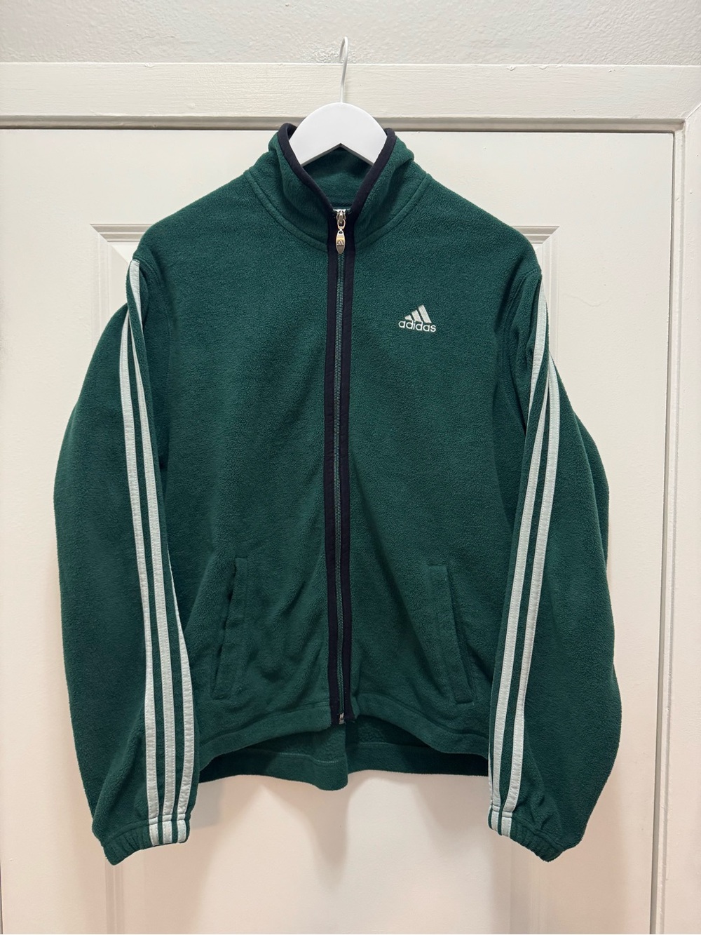 Vintage 90s Adidas Forest Green Fleece Zip Up Jacket